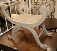 A 1940's Regency style scroll end stool