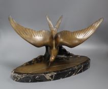 A Goutcheff Art Deco bronze gull height 32cm