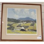 Paul Henry, limited edition colour print, Cottages in a landscape, signed in pencil, 38 x 41cm