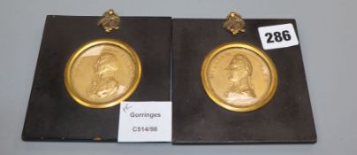 An Admiral Lord Nelson gilt plaque and a similar of Pitt