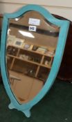 An Art Deco style shagreen shield shaped easel mirror length 51cm