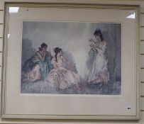 After Sir William Russell Flint, a signed print, 'The Pendant', 51 x 70cm