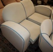An Art Deco style upholstered two seater settee W.170cm