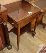 An Edwardian mahogany envelope card table W.54cm