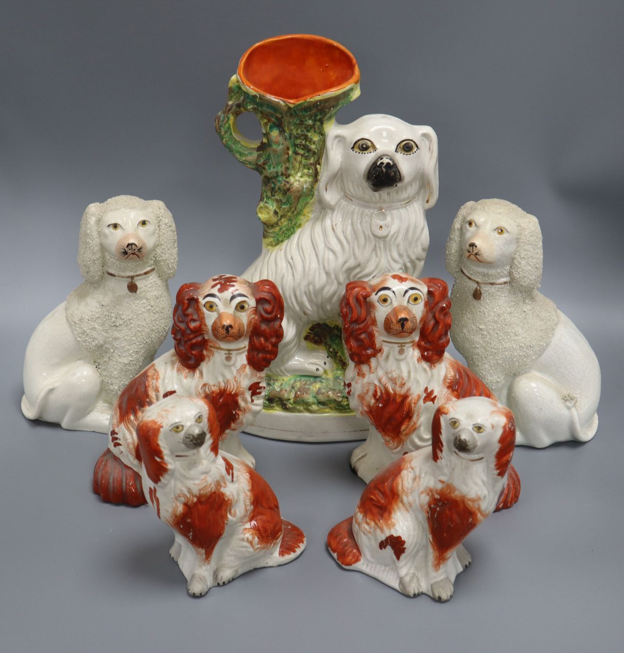 Three pairs of Staffordshire dogs and a single - Image 2 of 2
