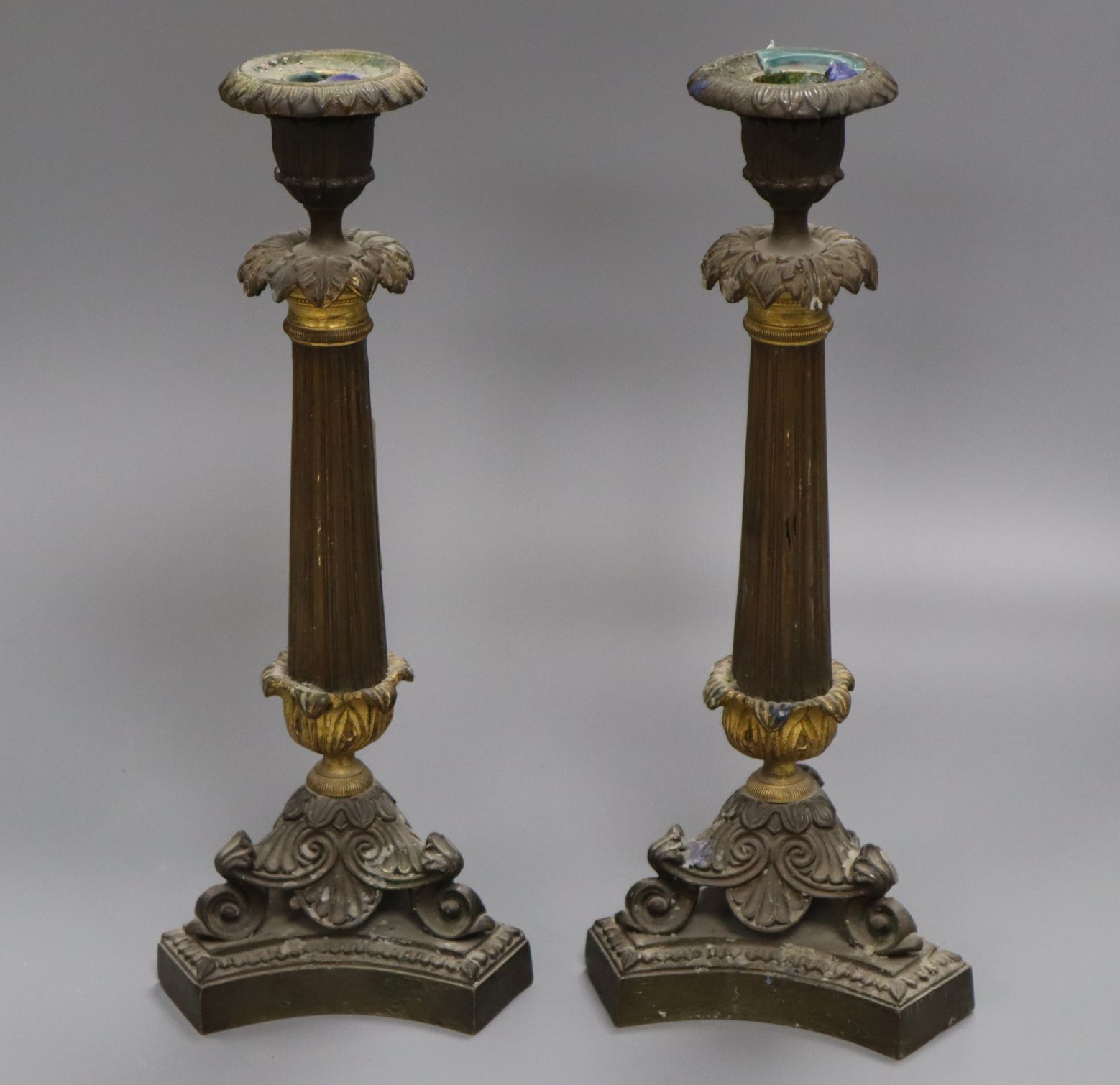 A pair of ormolu candlesticks height 30cm - Image 2 of 2