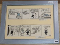 Reg Smythe (1917-1998), two pen and ink Andy Capp four-panel strips cartoons, framed together,