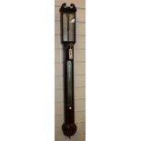 A 19th century mahogany stick barometer and thermometer by J. Smith, Royal Exchange, London H.96cm