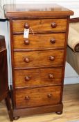 A Victorian mahogany five drawer pillar chest W.50cm