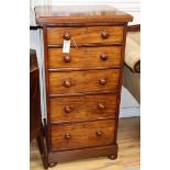 A Victorian mahogany five drawer pillar chest W.50cm