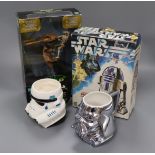 Star Wars - five Hasbro action figures, including three with 'Moviemotion' and Denys Fisher R2D2