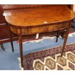 A Regency mahogany D-shaped folding top card table W.90cm