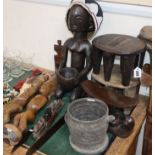 A quantity of African carvings, beadwork, etc.