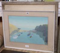 Alexander B.R. Dow, acrylic, Porthclais Harbour, signed and dated '81, 35 x 50cm and a C.W. Edwards,