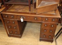 A small late Victorian mahogany pedestal desk W.106cm