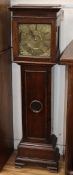 An 18th century oak grandmother clock with square brass dial H.130cm