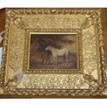 Attributed to James Ward (1769-1859), Mare and foal, oil on canvas laid on board, 12 x 15cm