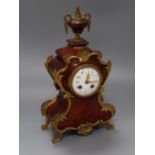 A French scarlet tortoiseshell mantel clock height 31cm