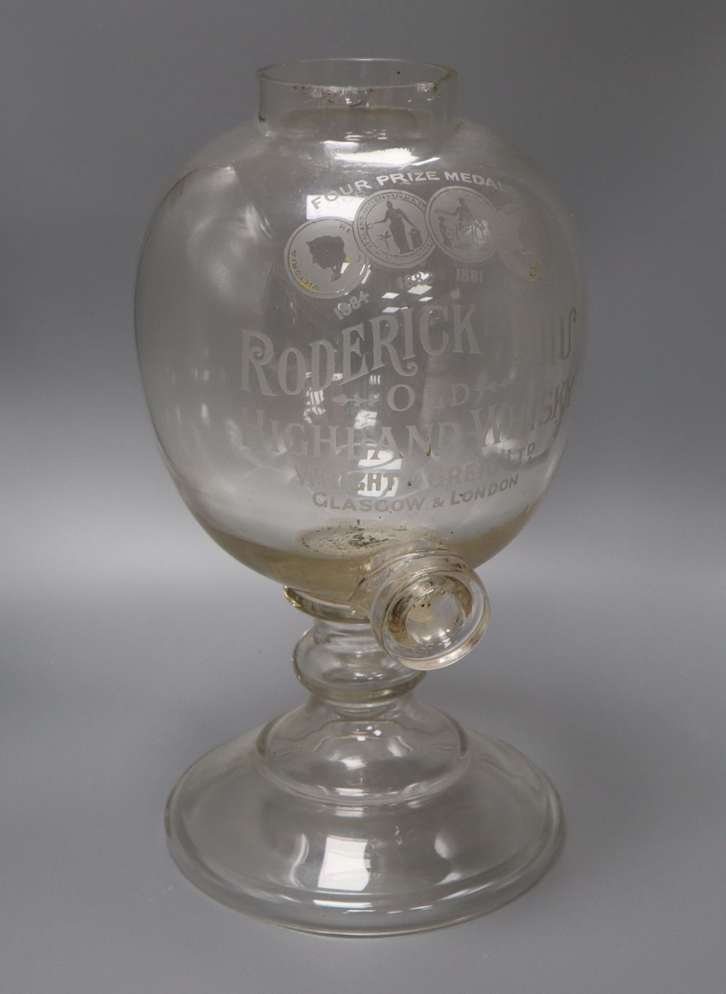 A Victorian glass Whiskey flagon, marked Roderick DHU height 41cm - Image 2 of 2