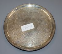 A George III silver salver, with later engraved decoration, Crouch & Hannam, London, 1794, 20.6cm,