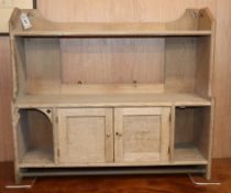 A late Victorian light oak wall cabinet W.92cm