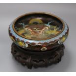 A Chinese cloisonne enamel 'dragon' bowl and stand diameter 19cm