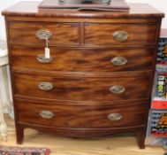A 19th century bow front chest of drawers W.104cm
