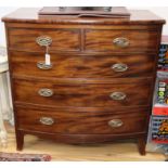 A 19th century bow front chest of drawers W.104cm