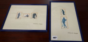 William de Morgan, five watercolour sketches, Studies of figures and angels, largest 9.5 x 4cm, in