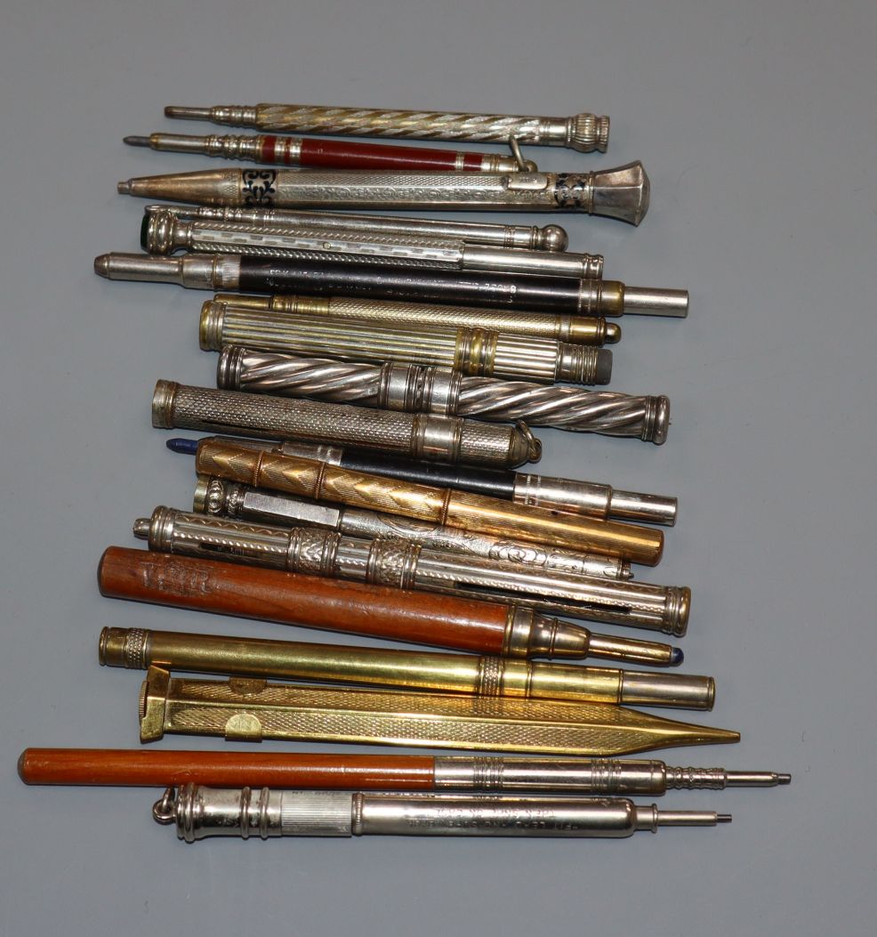 Eighteen vintage metal pencils