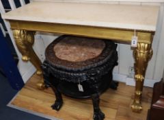 An 18th century style marble top giltwood console table W.112cm