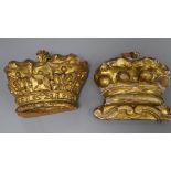 Two carved giltwood coronet crowns