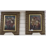 Cuzco School, pair of oils on canvas, Angel musketeers, 39 x 28cm