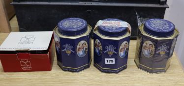 Princess Diana interest: three commemorative tins, 2 with contents and two Silver Jubilee goblets