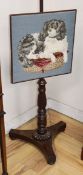 A William IV rosewood pole screen with tapestry banner