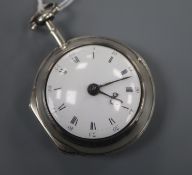 Henry Brunwin, London, a George III silver open-face key-wind pocket watch (pair-cased style)