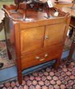 A George III style mahogany night table (converted) W.52cm