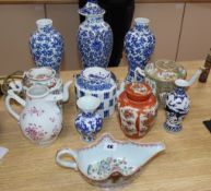 A group of 18th and 19th century Chinese porcelain vessels and three other vases tallest 31cm