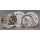 Four Chinese enamelled porcelain plates / dishes