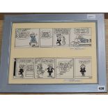 Reg Smythe (1917-1998), two pen and ink Andy Capp four-panel strips cartoons, framed together,