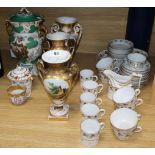 A group of 19th century French porcelain vases, tea and dessert wares including a Jacob Petit jar