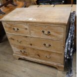 A 19th century pine chest of four drawers W.88cm