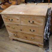 A 19th century pine chest of four drawers W.88cm