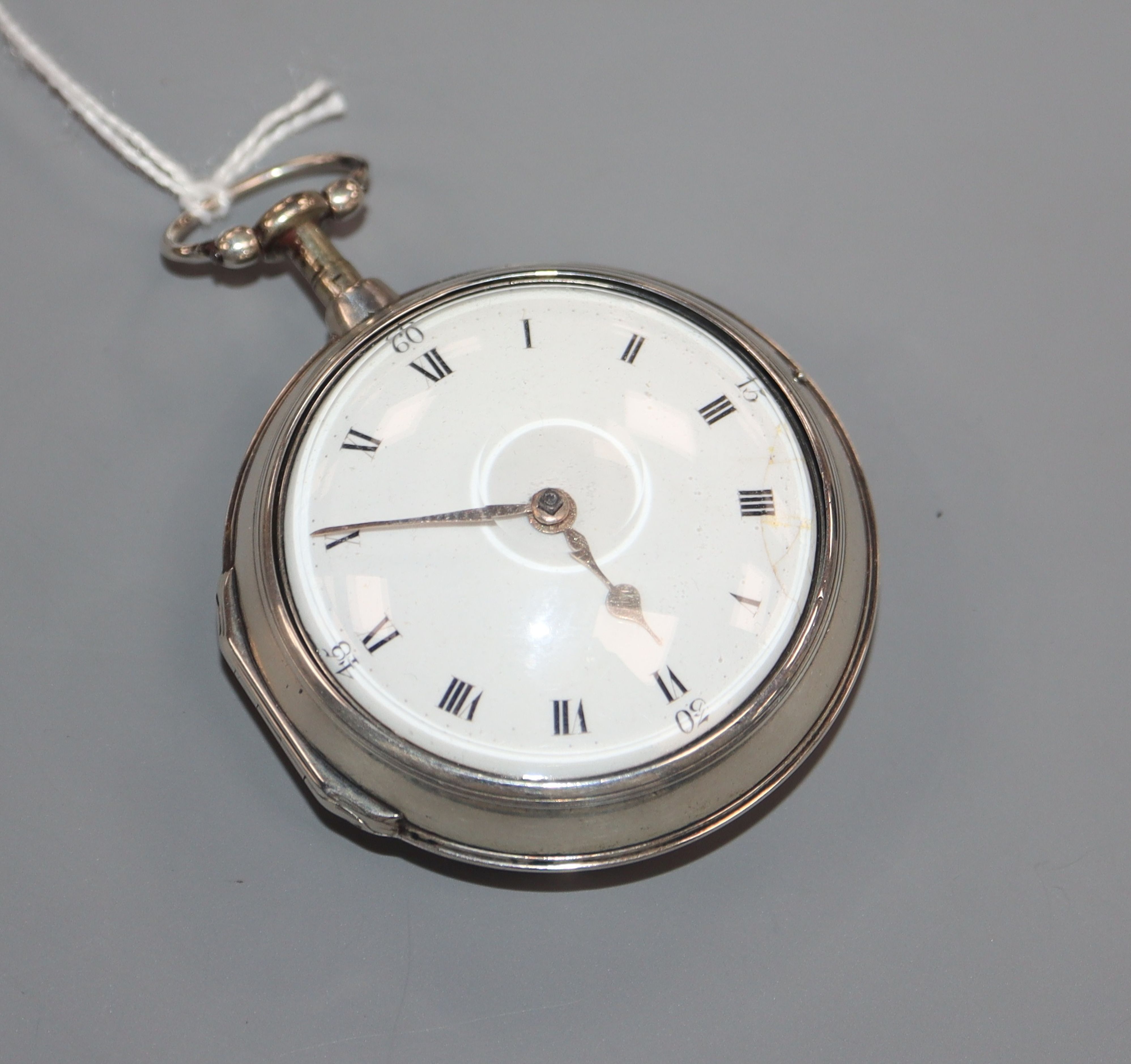 William Morgan, London, a George III silver pair-cased key-wind pocket watch.