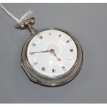 William Morgan, London, a George III silver pair-cased key-wind pocket watch.