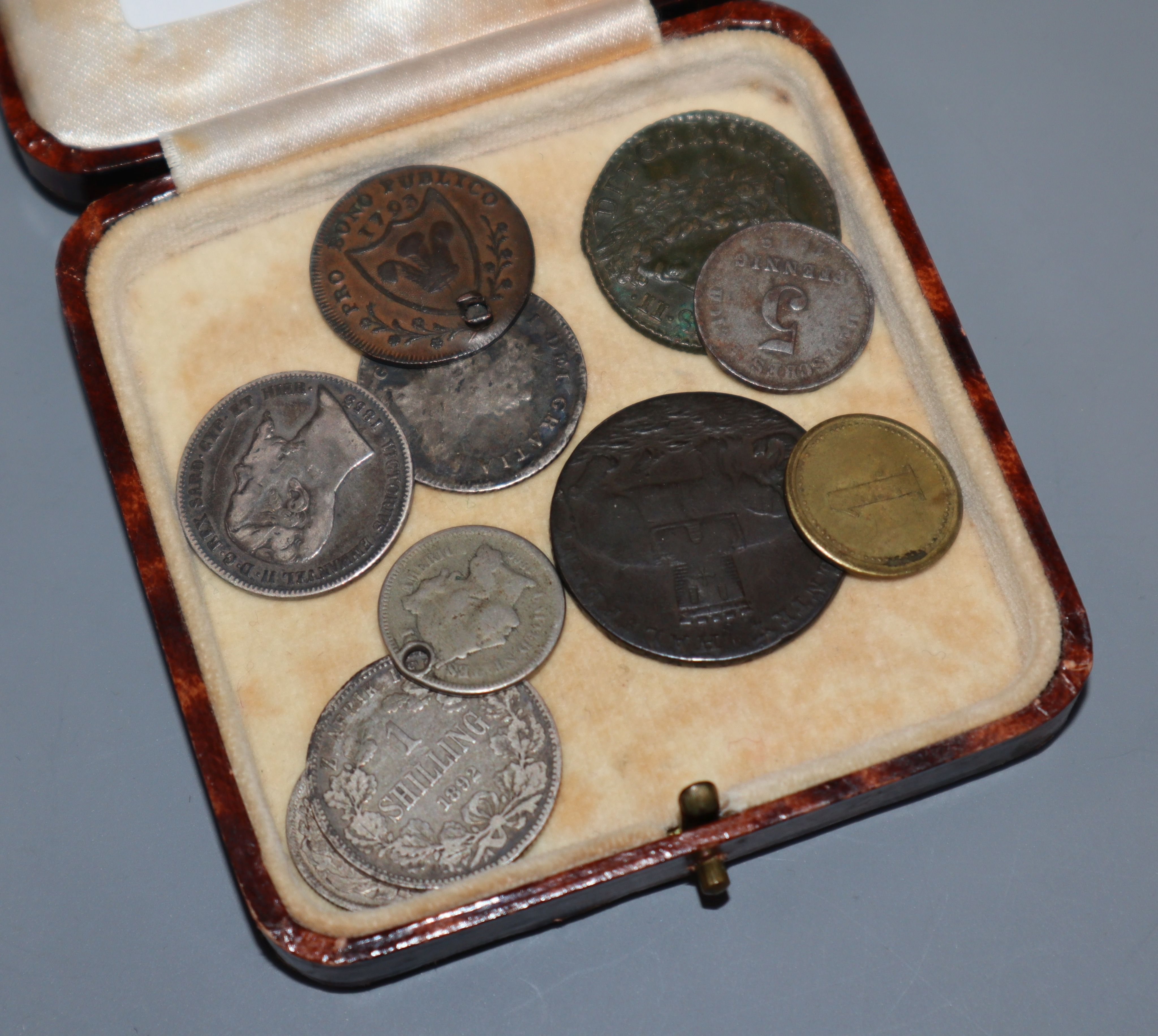 A James II dublin mint civil war money shilling 1689 and other coinage