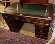 A late Victorian mahogany pedestal desk W.120cm