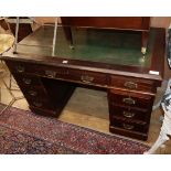 A late Victorian mahogany pedestal desk W.120cm