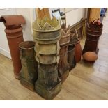 Seven earthenware chimney pots and two cowls Tallest 114cm