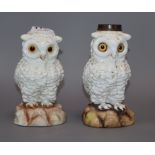 A Continental porcelain 'owl' and a similar lamp base